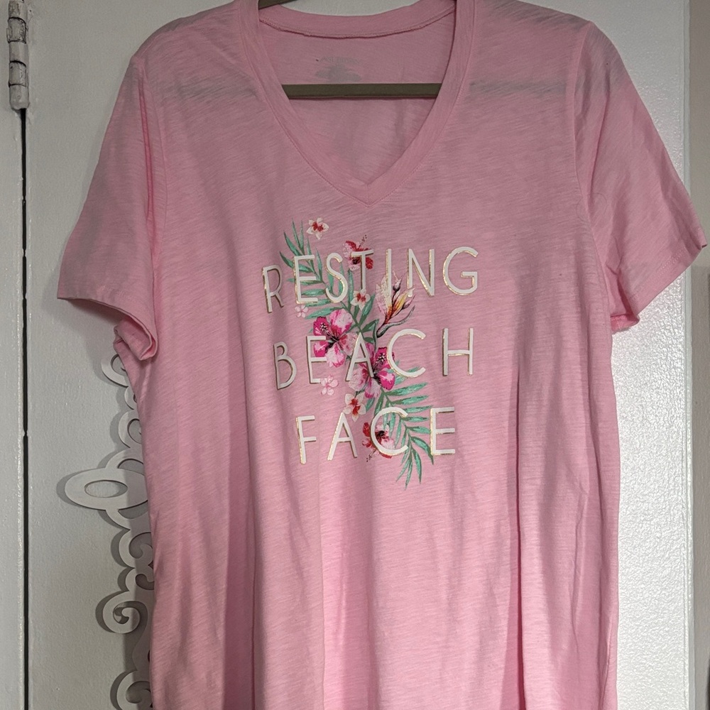 Lane Bryant Pink Crew Neck Tee